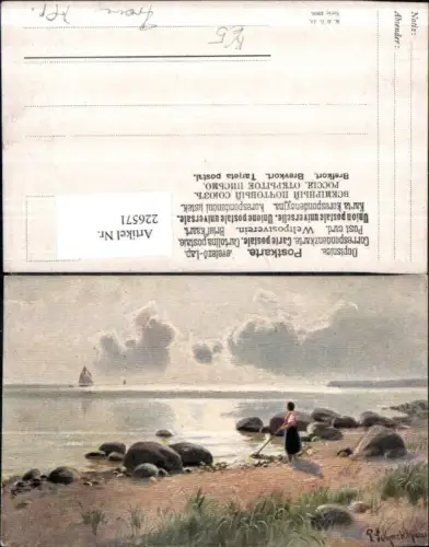 226571,Künstler AK P. Schreckhaas Meer Partie