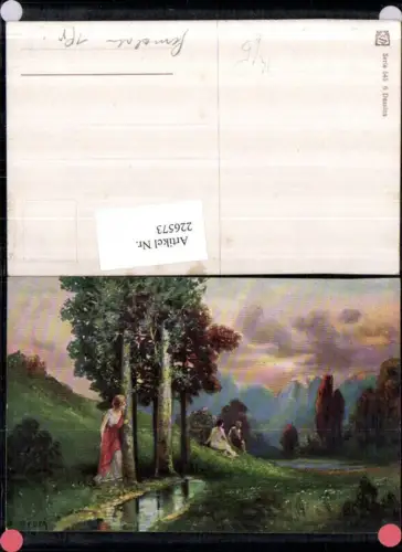 226573,Künstler AK A. Broch Landschaft Frauen Partie