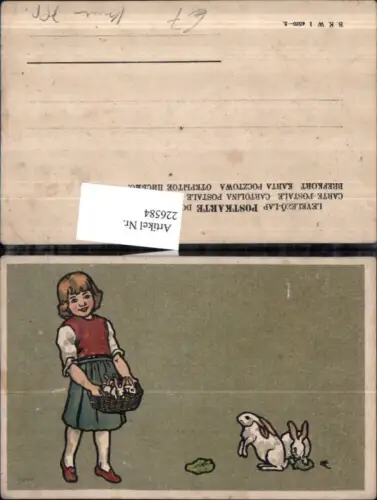226584,Künstler AK Mädchen m. Hasen Korb Salatblätter