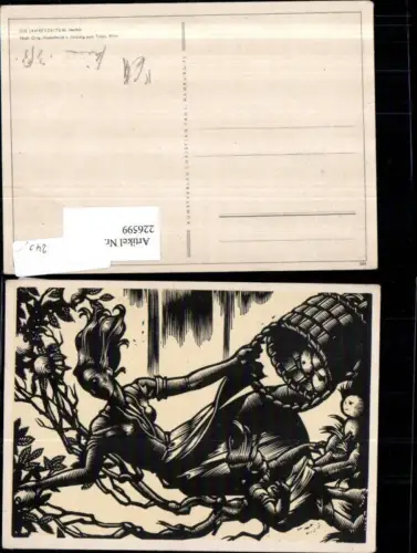 226599,Künstler AK Hedwig zum Tobel Holzschnitt Herbst Frau Korb Rosen