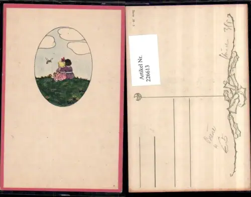 226613,Künstler AK Kinder Mädchen Wiese Biene Wolken pub Kilophot 20euro5