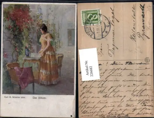 226682,Künstler AK Karl M. Schuster Das Album Frau m. Kleid Sessel pub Kilophot