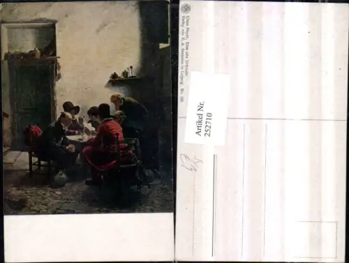 252710,Künstler AK Claus Meyer Eine alte Urkunde Personen b. Tisch Hut Sessel Stühle Pfeife