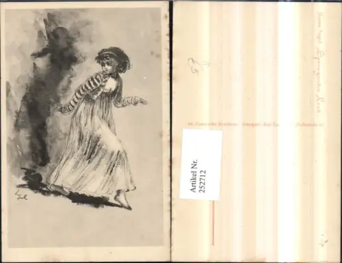 252712,Künstler AK Hanna Nagel Springendes Kind Mädchen m. Kleid