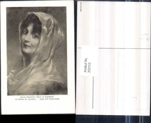 252715,Künstler AK Georg Paperitz Dame im Kopfschal Kopftuch Portrait