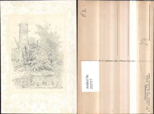 252717,Künstler AK Vilh. Pedersen Partie Turm Enten Passepartout