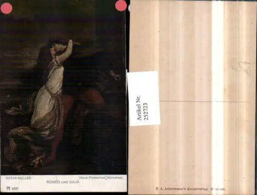 252723,Künstler AK Victor Müller Romeo und Julia Mann gibt Frau einen Kuss pub A. Ackermann 2927
