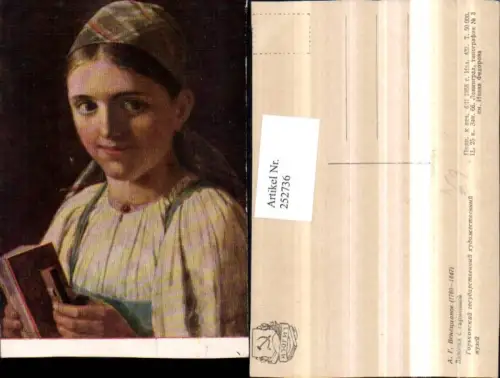 252736,Künstler AK Russisch Mädchen m. Kopftuch Portrait