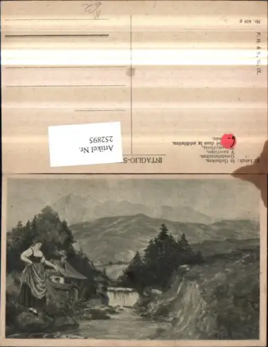 252895,Künstler AK K. Lerch In Gedanken Frau in Tracht Landschaft Wasserfall Bergkulisse