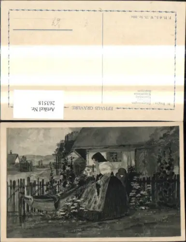 263518,Künstler Ak H. Biegler Erinnerungen Frau liest Lesen Brief v. Haus