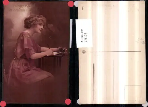 273194,Künstler AK Frau m. Kleid schreibt einen Brief Feldpost Tinte