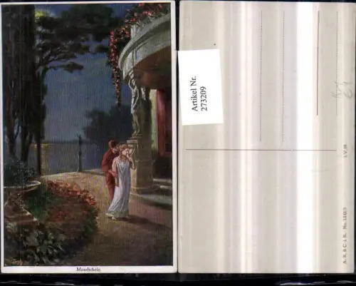 273209,Künstler AK W. Zoch Mondschein Liebespaar Liebe Frau m. Kleid Skulpturen