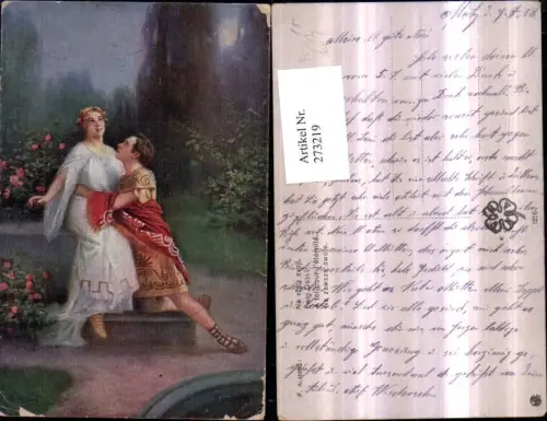 273219,Künstler AK F. Klimes Ewig Dein Griechisches Liebespaar Liebe Paar Sandalen Kleid