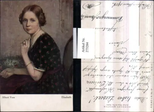 273284,Künstler AK Albert Voss Elisabeth Frau Mädchen m. Kette Ring Portrait