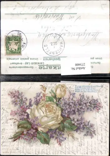 273400,Künstler Litho AK Goldverzierung Blumen Rosen Spruch Text