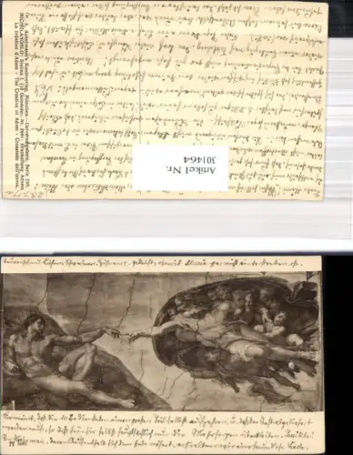 301464,Künstler Ak Michelangelo Sixtina I Erschaffung Adams pub F. A. Ackermann 259euro2681