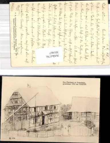 301467,Künstler Ak Goethe Handzeichnung Das Pfarrhaus z. Sesenheim pub F. A. Ackermann 148