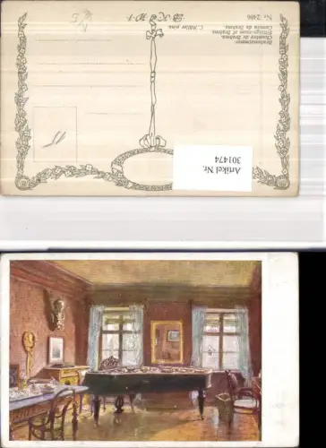 301474,Künstler Ak C. Müller Brahmszimmer Klavier Musik pub B.K.W.I. Brüder Kohn 2486