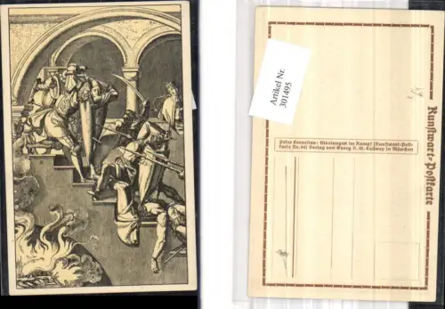 301495,Künstler Ak Peter Cornelius Nibelungen im Kampf pub Kunstwart 94