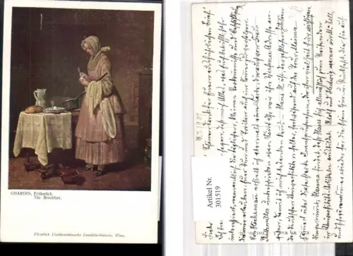 301519,Künstler Ak Chardin Frühstück Frau a. Tisch Essen