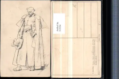315354,Künstler AK V. Brozik Vaclav z Dube studie k obrazu Mann m. Umhang Hut Schwert