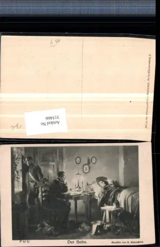 315466,Künstler AK H. Koberstein Der Sohn Soldaten Kranker Junge Kreuz Kerzen