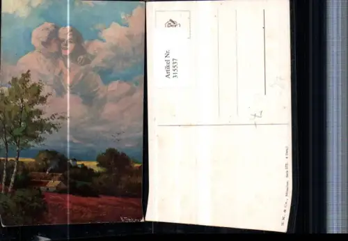 315537,Künstler AK H. Treiber Landschaft Wolkenbildnis Liebespaar Liebe