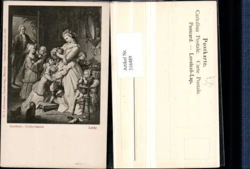 316489,Künstler AK Kaulbach Lotte Frau m. Kleid Kinder Katze pub A. Ackermann 1182