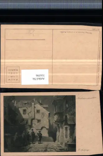 316596,Künstler AK K. Spitzweg Mondscheinständchen Musikanten Dorf