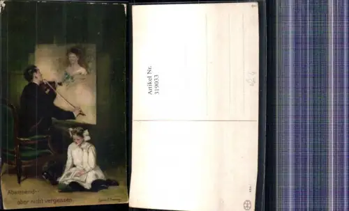 319033,Künstler Ak Clarence F. Underwood Abwesend Mann Geige v. Gemälde Mädchen Lesen