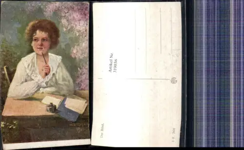 319036,Künstler Ak Der Brief Frau Tintenfass Papier Feder pub Kilophot J. K. 366
