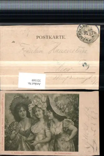 321169,F. A. Ackermann 935 Künstler K. Schweninger Der Leutnant kommt Frauen m. Hüten