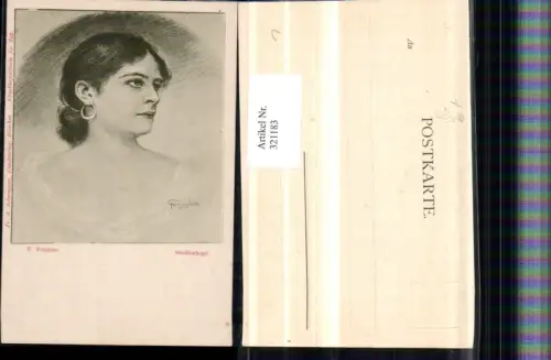 321183,F. A. Ackermann 849 Künstler H. Torggler Studienkopf Frau m. Ohrring Portrait
