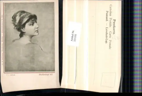 321193,F. A. Ackermann 1214 Künstler Franz v. Lenbach Studienkopf Frau Portrait