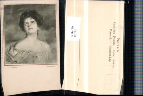 321195,F. A. Ackermann 1195 Künstler Franz v. Lenbach Sehnsucht Frau Portrait