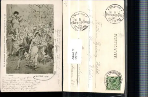 321204,F. A. Ackermann 426 Künstler K. Fröschl Fröhlich sein Personen Tanz Geiger
