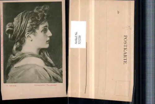 321220,F. A. Ackermann 970 Künstler F. Doubek Germanischer Frauenkopf Portrait