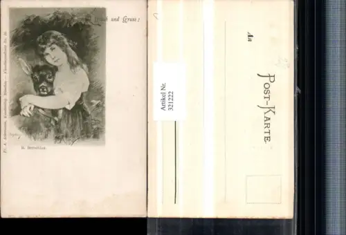 321222,F. A. Ackermann 26 Künstler R. Beyschlag Mädchen m. Reh Portrait