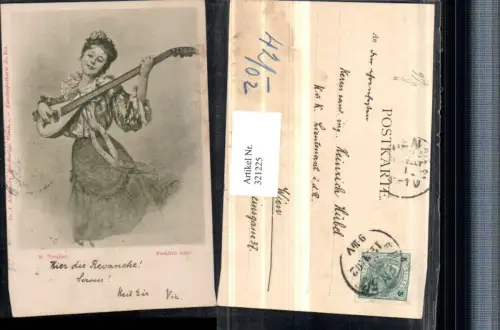321225,F. A. Ackermann 812 Künstler H. Torggler Fröhlich sein Frau m. Kleid Laute