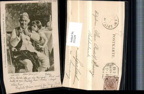 321229,F. A. Ackermann 450 Künstler Luigi Bechi Tabaco Mann m. Pfeife rauchen Mädchen