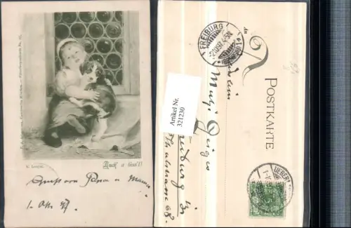 321230,F. A. Ackermann 82 Künstler E. Louyot Ruck a bissl Kind m. Hund