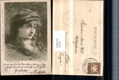 321232,F. A. Ackermann 541 Künstler Th. Tschoumakoff Studienkopf Frau Portrait