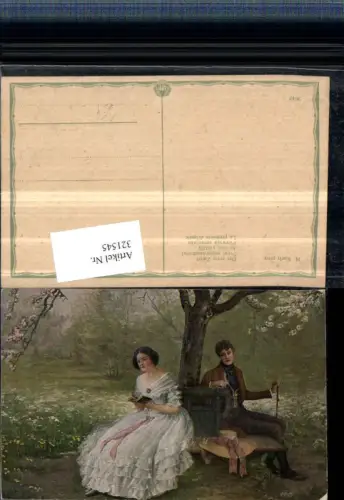 321545,Künstler AK H. Koch Der erste Zwist Frau m. Kleid Buch lesen liest Hut Mann m. Stock