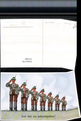 321686,Künstler AK H. Boettcher Hoch lebe das Geburtstagskind Mann in Tracht Lebenslinie