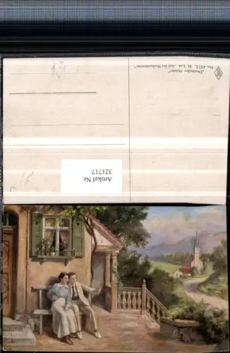 321717,Künstler AK H. Lof Auf der Hochzeitsreise Liebespaar Kirche pub Deutsche Meister 4512