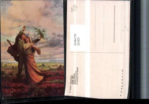321821,Künstler AK K. Lerch Treuschwur Liebespaar Liebe Mann m. Gitarre Landschaft