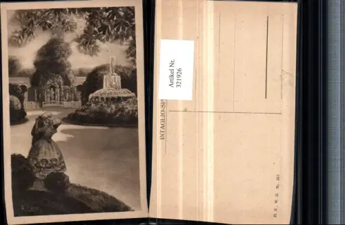 321926,Künstler AK K. Lerch Rokoko Liebespaar Kuss Springbrunnen pub B.K.W.I. 553
