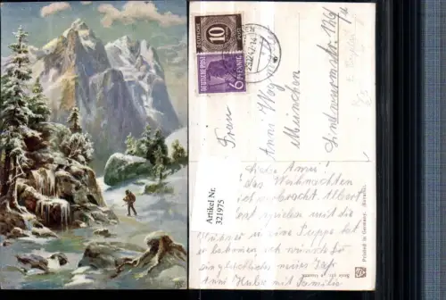 321975,Künstler AK F. Bayerlein Winterlandschaft Bergkulisse