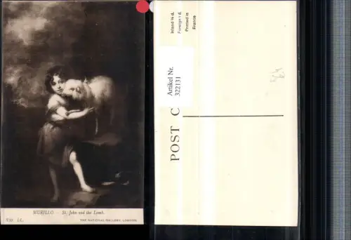 322131,Künstler AK Murillo St. John and the Lamb Kind m. Lamm Schaf