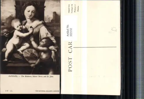 322132,Künstler AK Raphael Madonna Infant Christ and St. John Religlion nackte Kinder